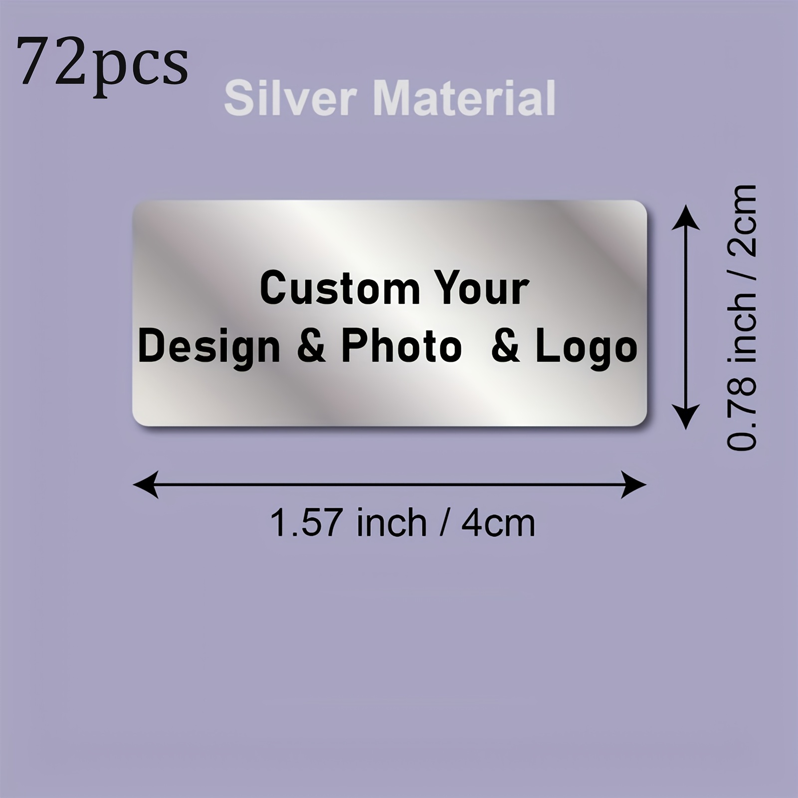 TEMU Custom Printed White Silvery Vinyl Rectangular Label Stickers In 2x4cm/3x5cm/4x8cm Sizes, Personalized Printed Barcode Labels, Corporate Custom