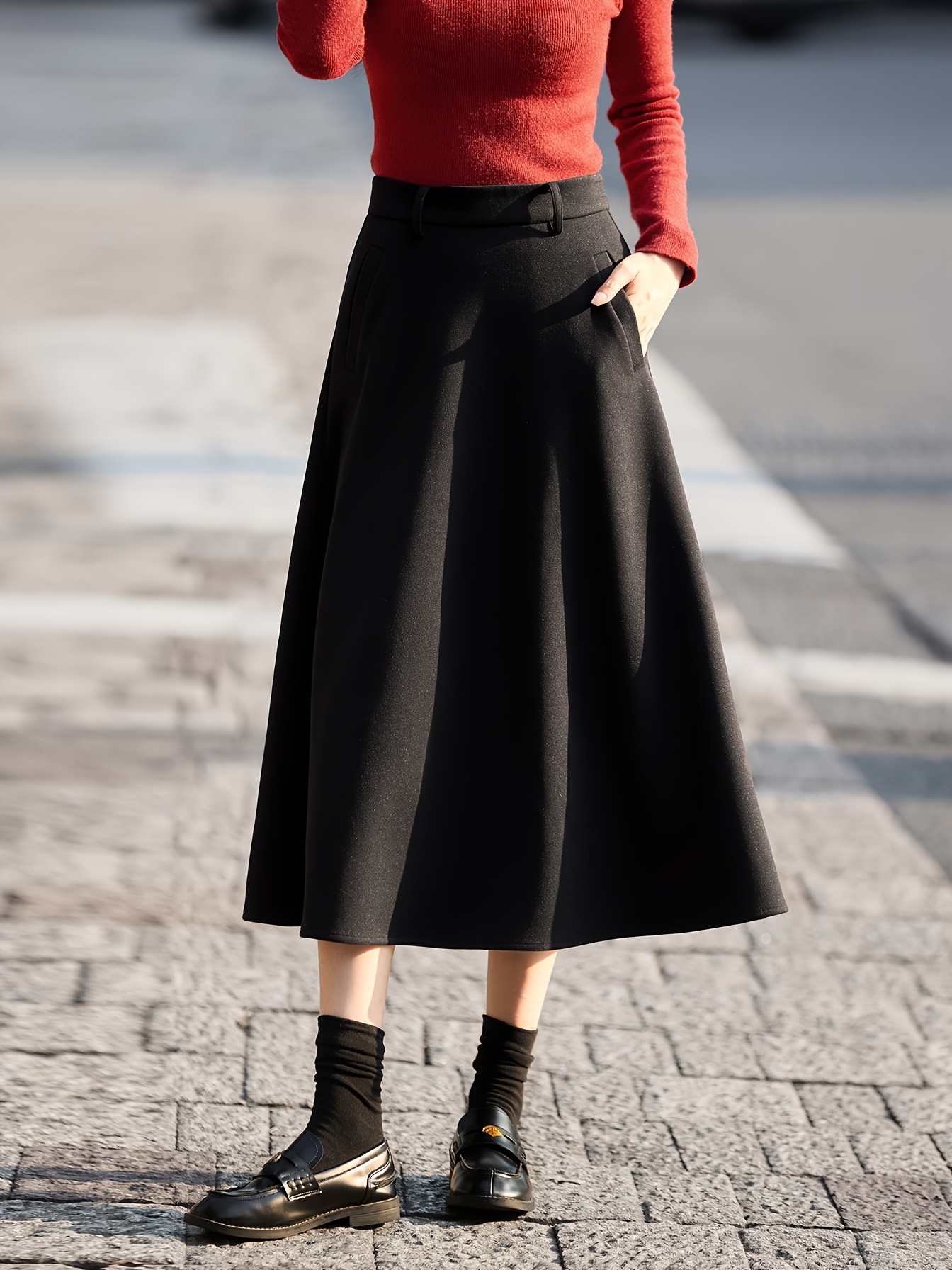 mo womens thick high waisted tweed skirt solid color Temu United