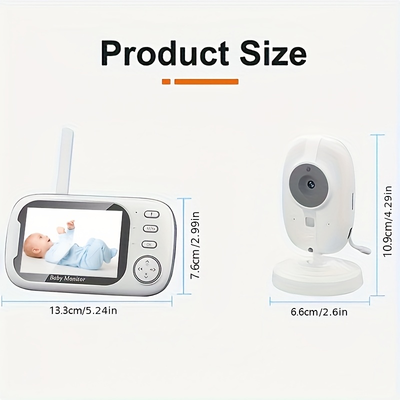 Monitor with 720P Camera, 8.89 cm LCD Screen, Wireless 274.32meter Transmission Video Monitor Range, Auto Night Vision, 2-Way Audio Calling, Temperature Sensor And 8 Lullaby Songs, Editor with Camera