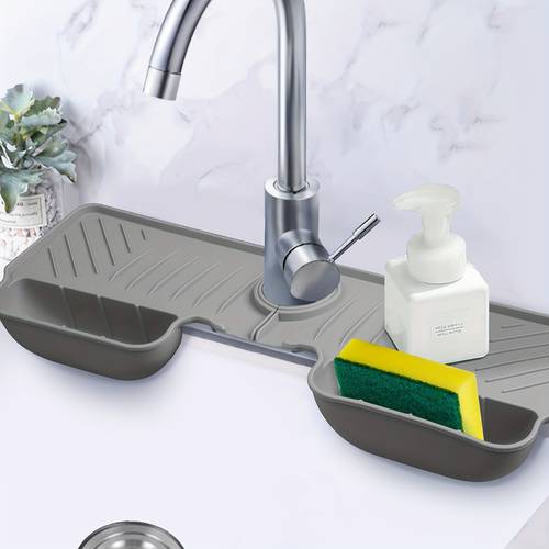 1pc dish cloth sponge holder silicone sink splash guard with double pockets household reusable and durable sponge drain holder for kitchen and bathroom home organizers and storage home accessories
