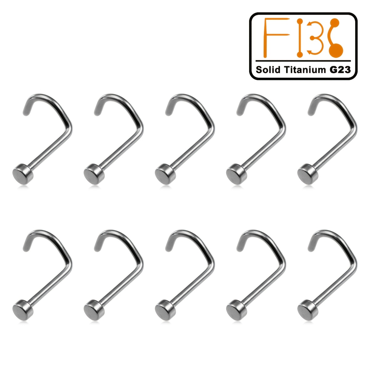 10pc G23 Titanium Flat Nose Stud Earrings Set