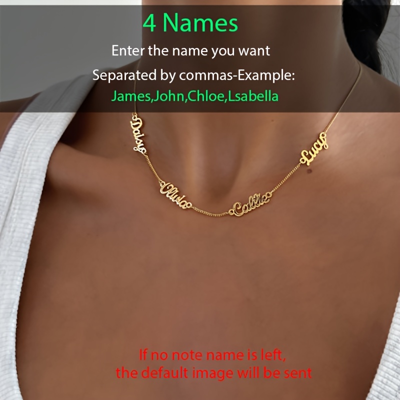 TEMU Personalized Custom Multi-name Necklace - Customize 2-4 Names, Elegant And , Versatile Style. Made Of 18k Gold Plated Stainless Steel. Perfect