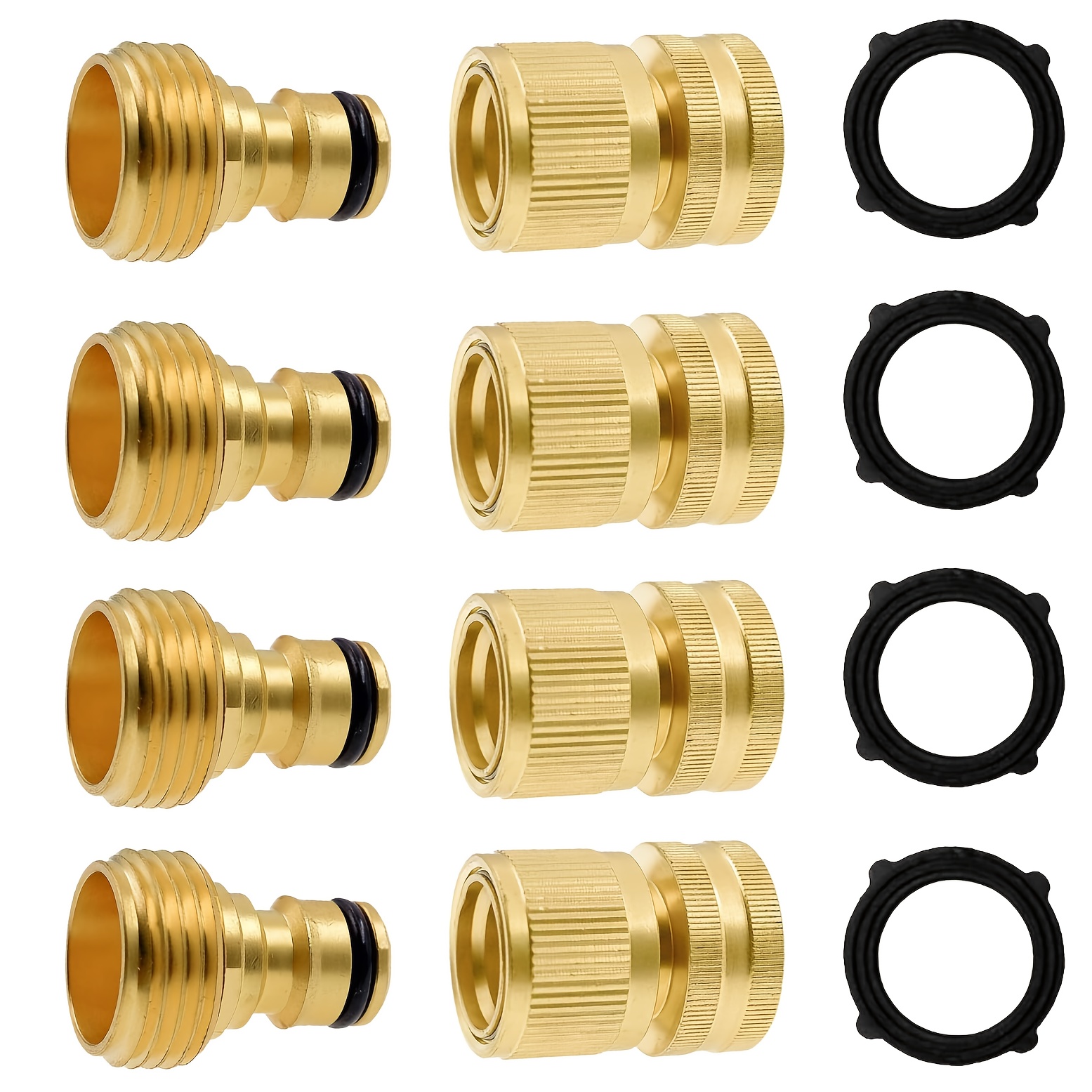 

Garden Hose Quick Connector, Solid Brass 3/4 Inch Ght Thread Garden Quick Connect Kit, Male And Female No-leak Water Hose Fittings