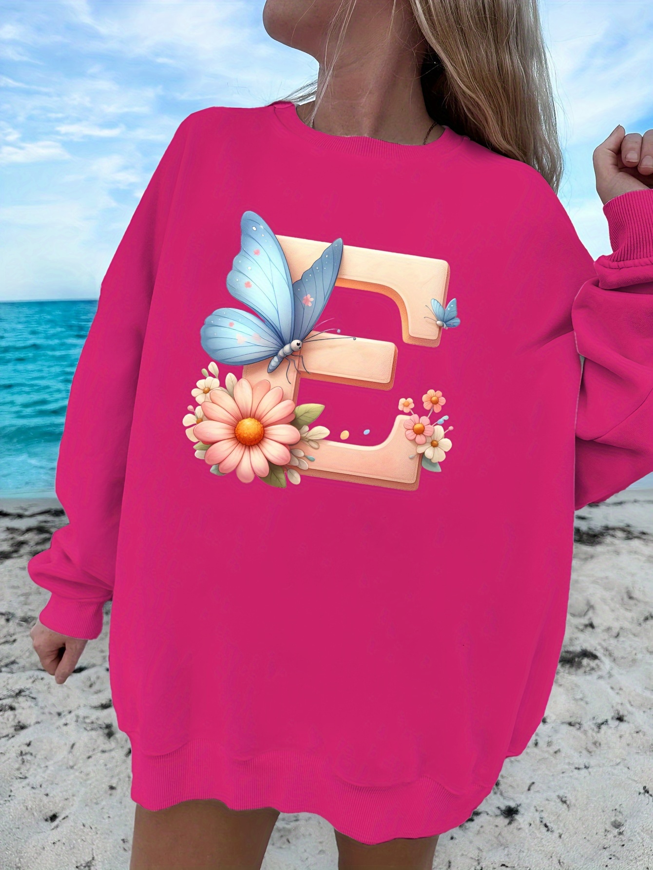 kreativ bokstav e mönstertryck tröja och elastisk - Temu Sweden, image size:800x1066