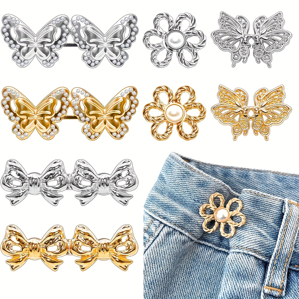 TEMU 8 Sets Of Pants Waist Tighteners, Adjustable And Detachable Decorative Waist Buckles, Jeans Buttons For Pants