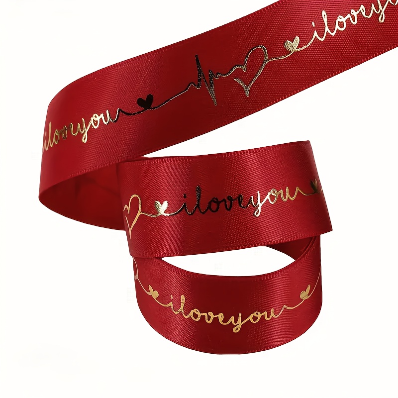 1pc, 3 Yards Long, Letter Hot- Polyester Ribbon, For Valentine's Day, Mother's Day Gift Wrapping Ribbon, Flower, Cake Decoration Ribbon, Making
