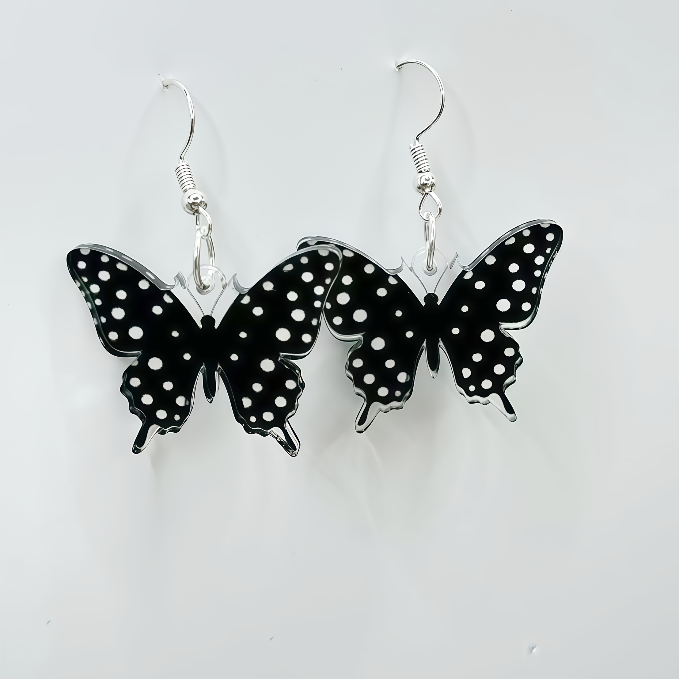 TEMU Pendientes colgantes de gancho acrílico con de blancos y negros planos 2D, pendientes colgantes de con estampado de vintage, regalo de joyería