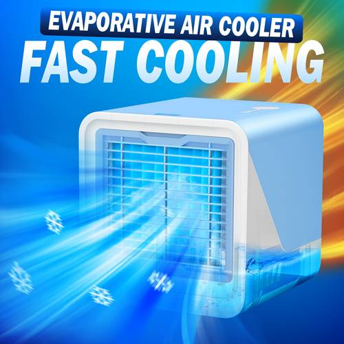 3 in 1 portable air conditioner humidifier fan with atmosphere light usb powered compact cooler for home fast cooling durable energy cooling fan portable home air cooler sturdy build small spaces