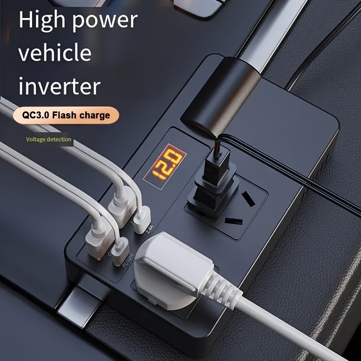 automotive inverter converter 12v 24v to 220v universal model voltage monitoring quick charger with usb pd multi functional power socket for   car plug 36v operating voltage no battery required details 4