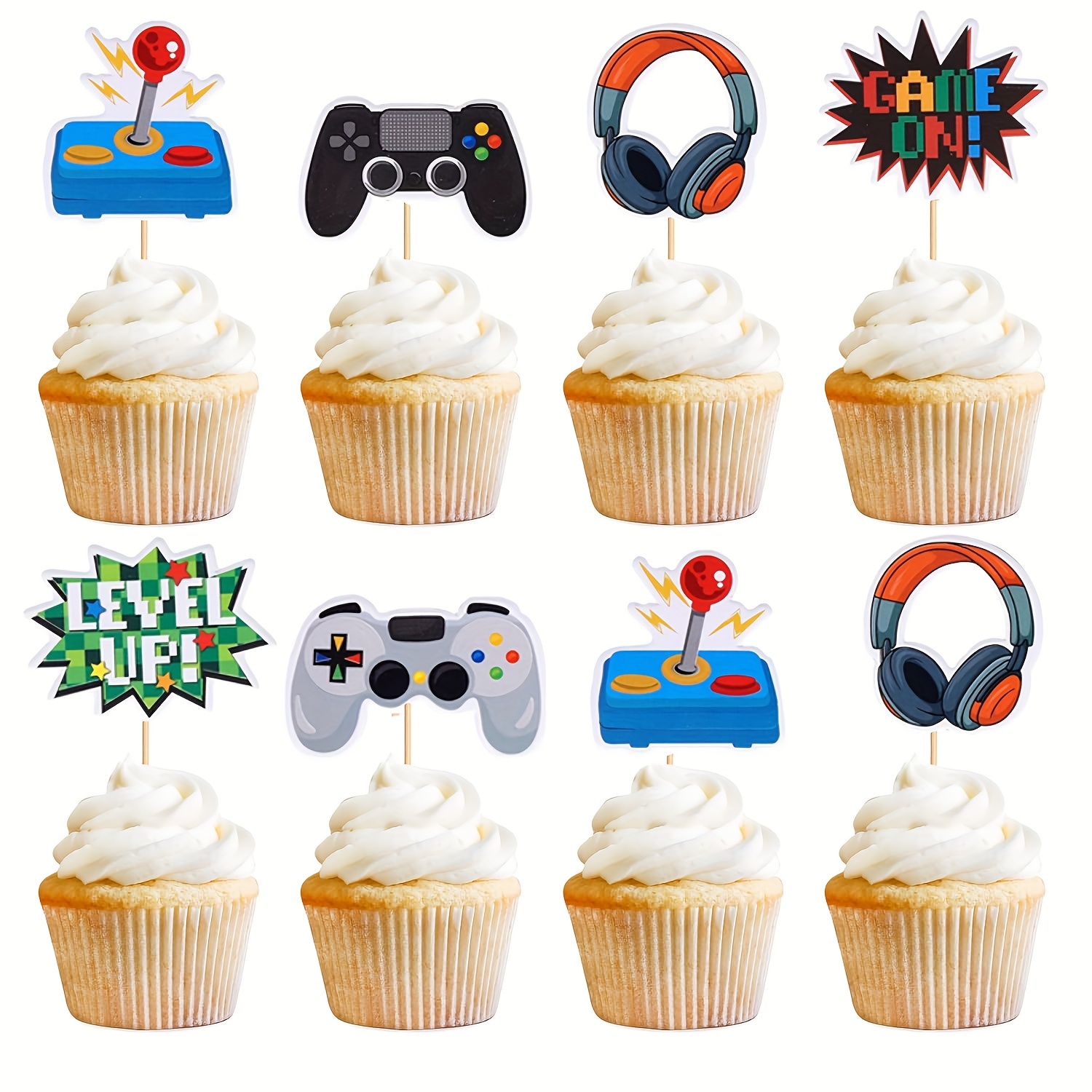 1 Décoration De Gâteau D'anniversaire à Paillettes Pour Jeu Vidéo Sur Le Thème Du Jeu, Fête Prénatale, Enfants, Garçons Et Filles, Noir