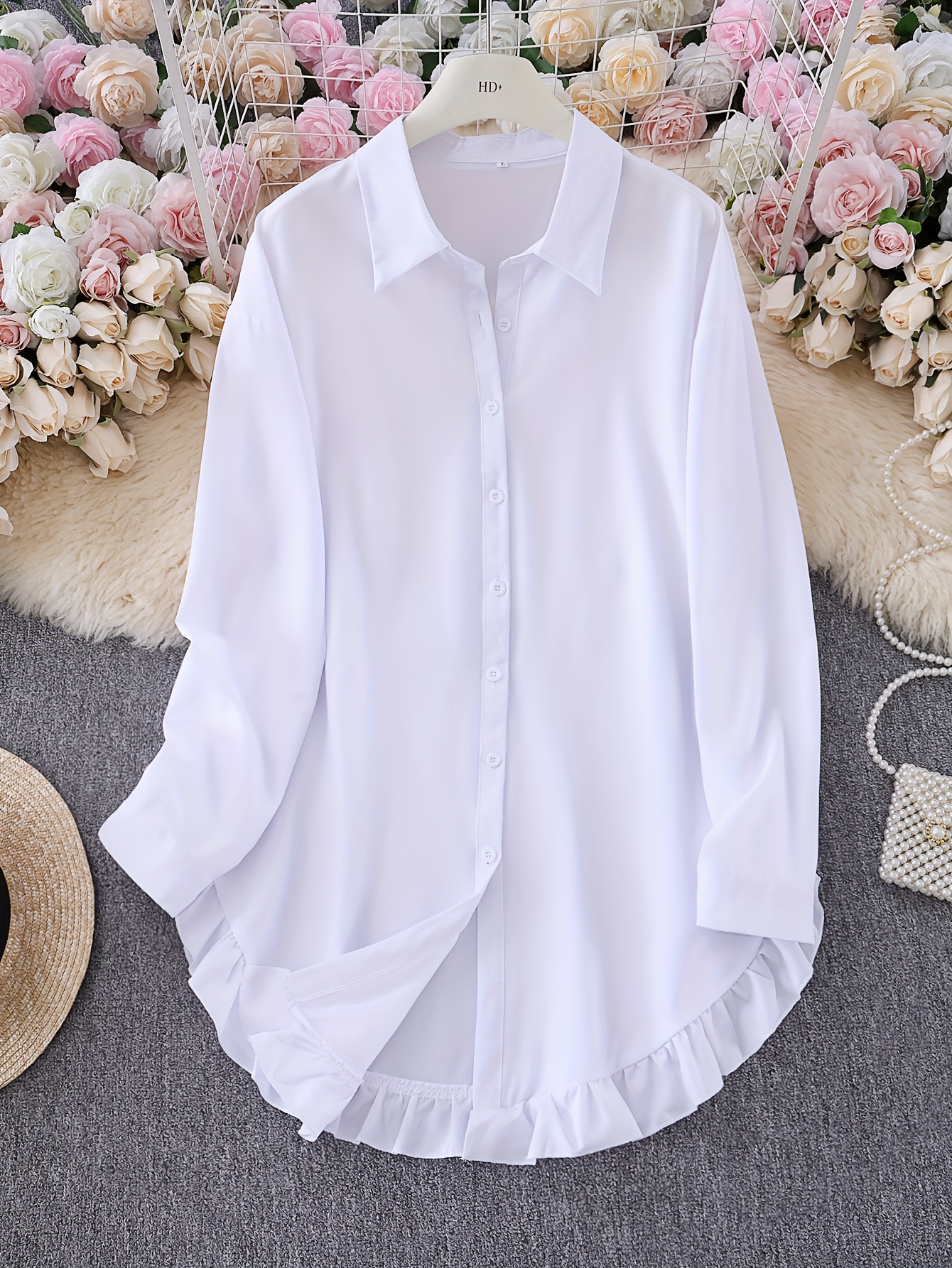 Womens Casual Ruffle Long Sleeve Shirt Elegant Comfortable