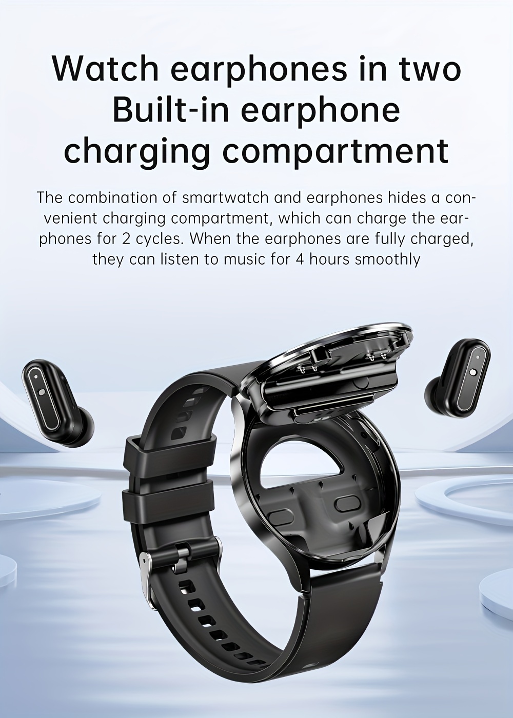 smart sports watch with built in earphone waterproof smart watchs call suitable for android and ios details 2