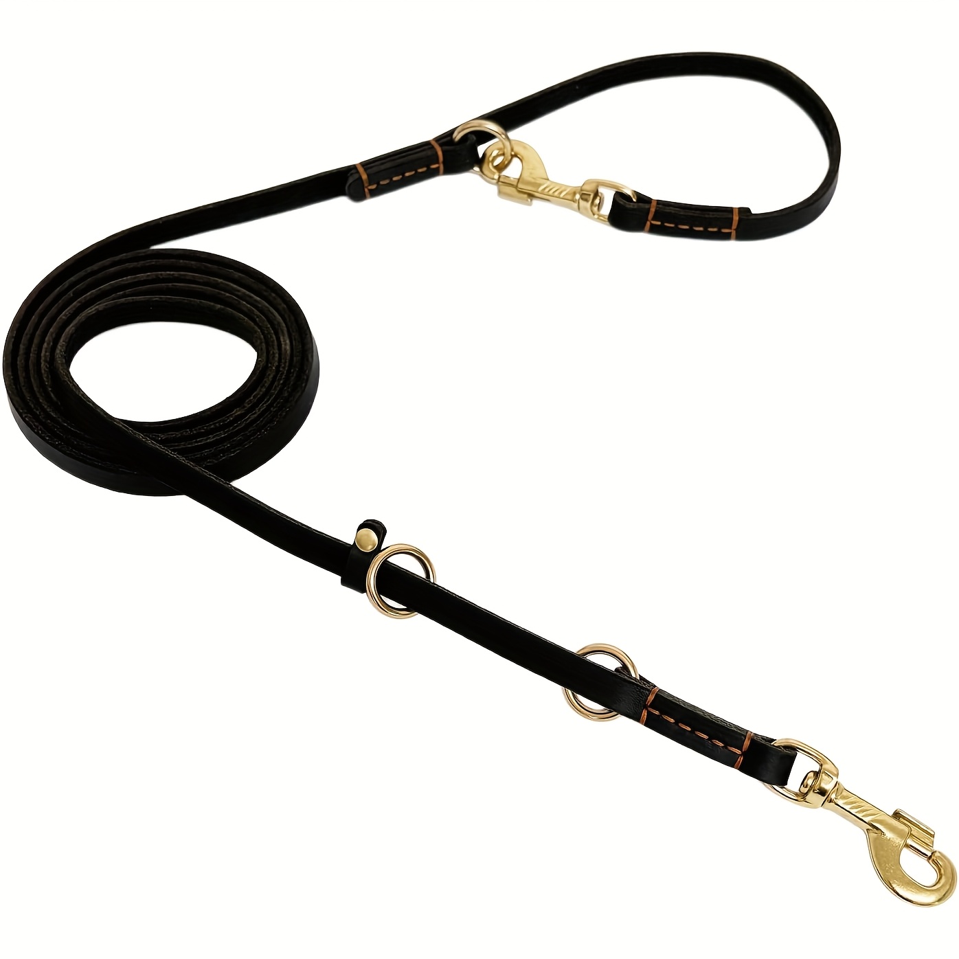 Dog Leash - 8-foot Double-ended Dog Training Leash, Soft And Comfortable Top-grain Cowhide, Durable