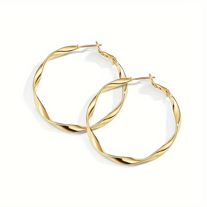 

Large Twisted Circle Design Hoop Earrings Iron Jewelry Elegant Leisure Style Suitable For Women Summer Daily Earrings