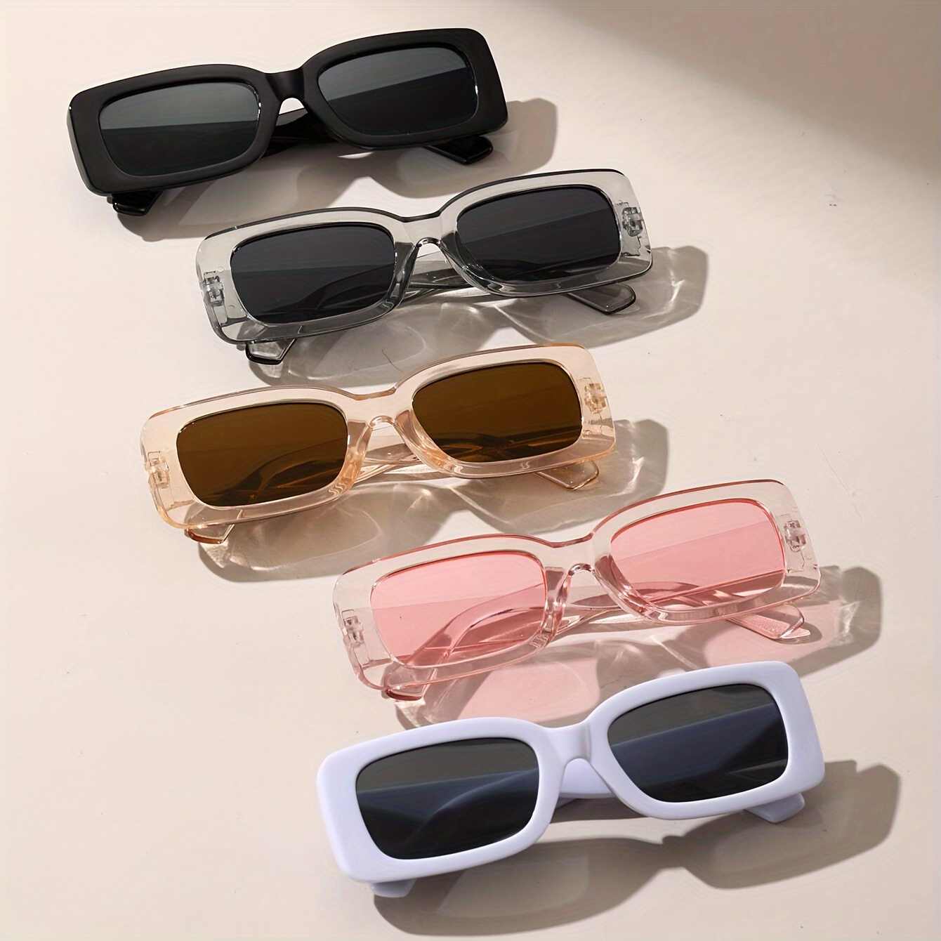 

5pcs Classic Square Frame Glasses Y2k Solid Color Unisex Decorative Fashion Glasses For Driving