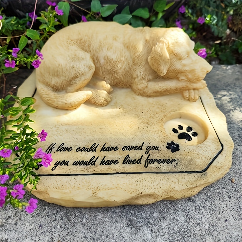 

Memorial Stone Garden Stone, Personalized Dog Headstone With Sleeping Dog, Outdoor Patio Or Lawn Dog Mourning Stone Memorial Gift, 3d Dog Headstone With Candle Hole, Patio Outdoor Decorations