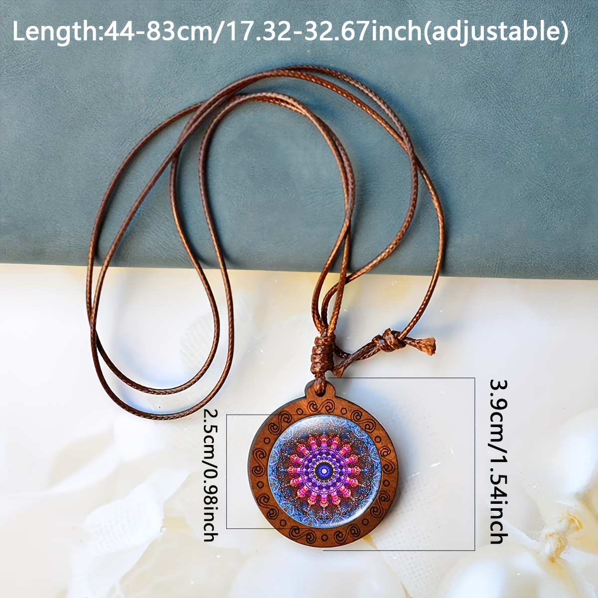 Handmade Geometric Art Necklace Pendant, Mandala Design