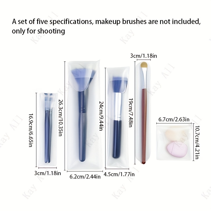 5pcs Frosted Eva Dust-proof Makeup Brush Storage Bag Set Portable Protective Case 5 Sizes Suitable For Makeup Brushes//beauty Tools Odorless And Safe Material