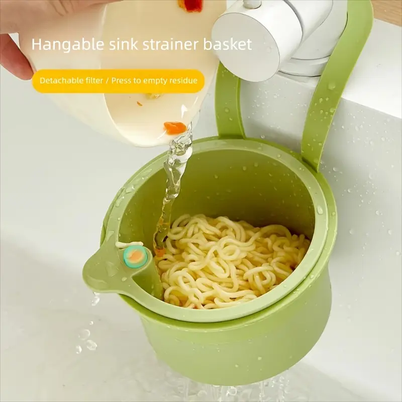 1pc hanging sink drain basket removable   with easy clean durable plastic space saving design for kitchen bathroom sturdy construction Product details 2