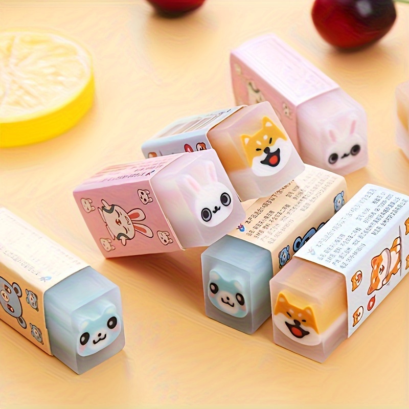 

6pcs Cute Erasers For Bulk Animal Fun Desk Pets Pencil School Supplies Prize Gifts Party Favors