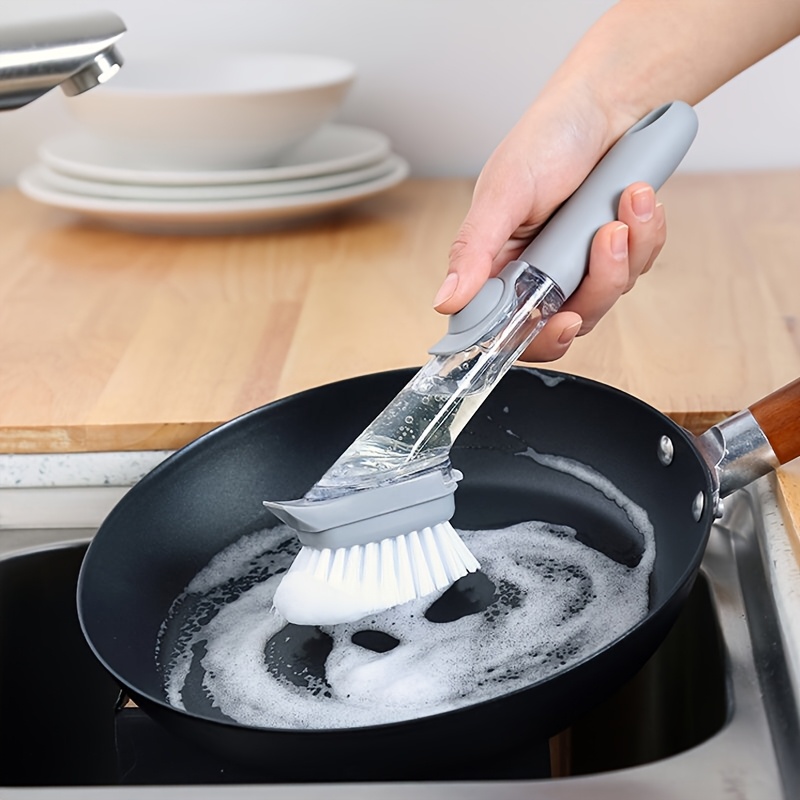 Easy-Clean Soap Dispensing Dish Brush Set with Sponge - Perfect for Pots, Pans & Kitchen Sinks