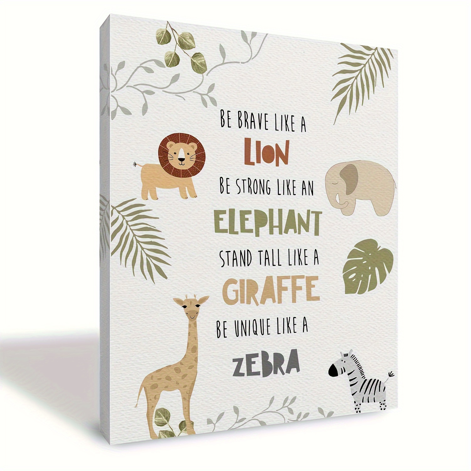 

Art sur Toile avec Citations Inspirantes d'Animaux - Cadre, Lion-Fort, Éléphant-Force, -Grande, Zèbre-Unique - pour la Décoration de des Jeunes & de la Crèche