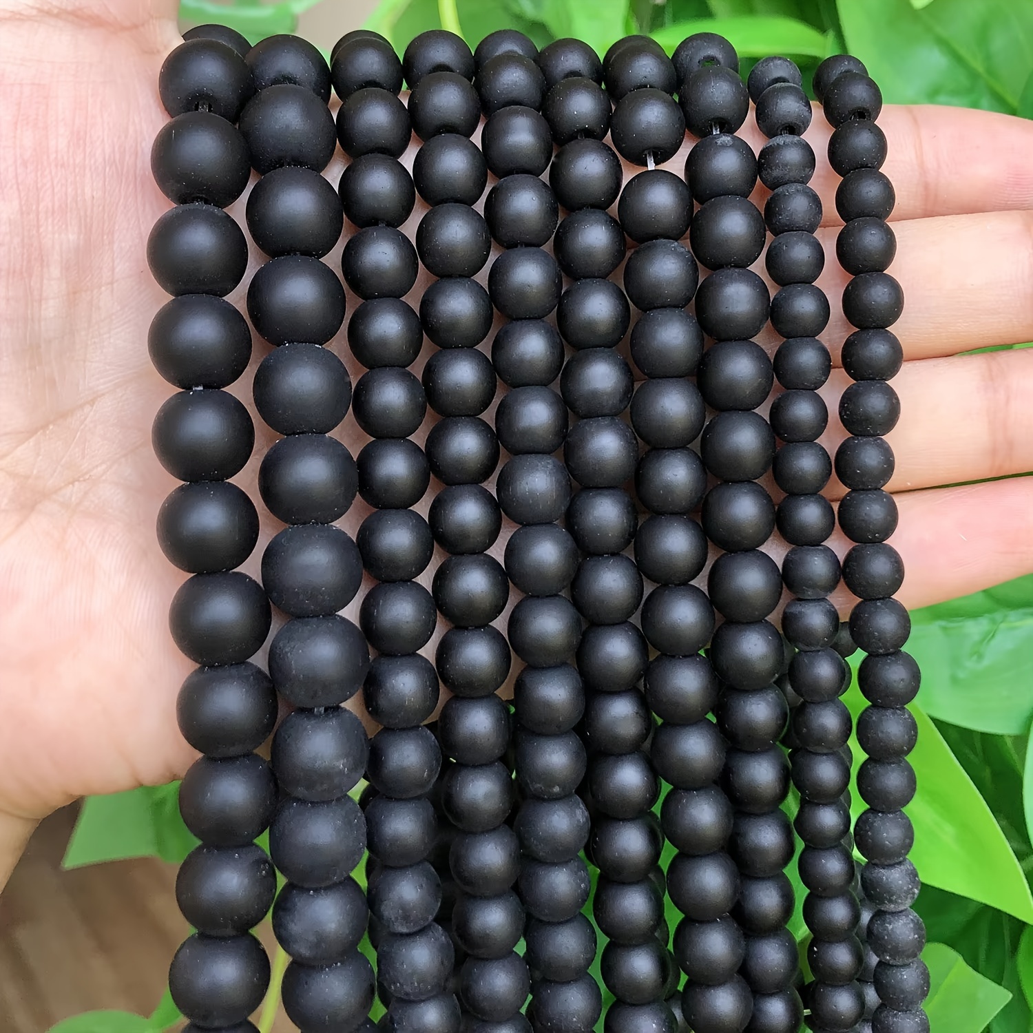 

Elegant Black Matte Agate Beads - Frosted Polish, Natural Stone Round Beads For Making, 15.5" Strand In Sizes 4/6/8/10/12mm