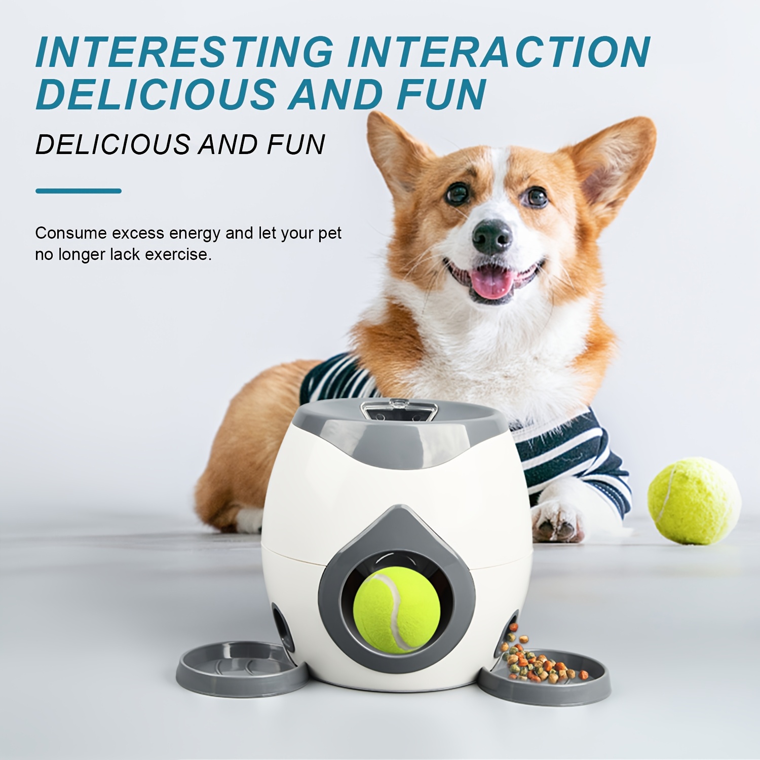 Interactive tennis ball launcher and treat hotsell