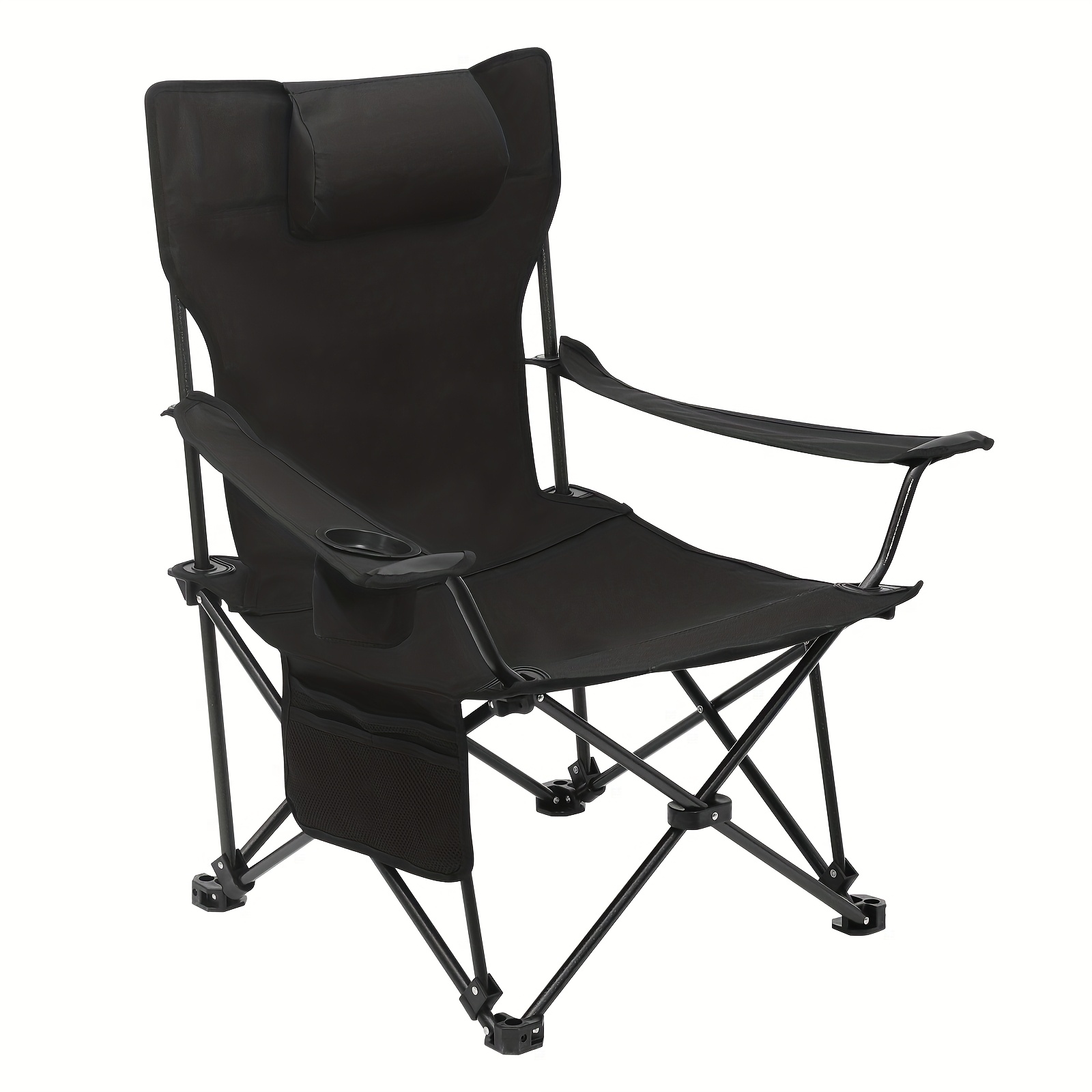 Image of Outdoor Multifunctional 3-in-1 Foldable Fishing Camping Portable Chair With Backrest Cup Holder Dual Storage Bags 150kg High Weight Capacity For Hiking Camping Gray Black Beige
