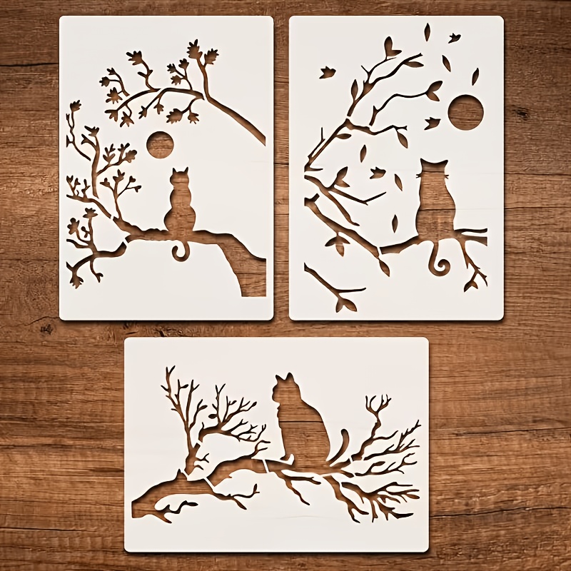 TEMU Branches And Cat Templates, Reusable Cat Templates On Branches, Spray Paint Canvas Art For Walls, Furniture, Home Decor, And Craft Projects,