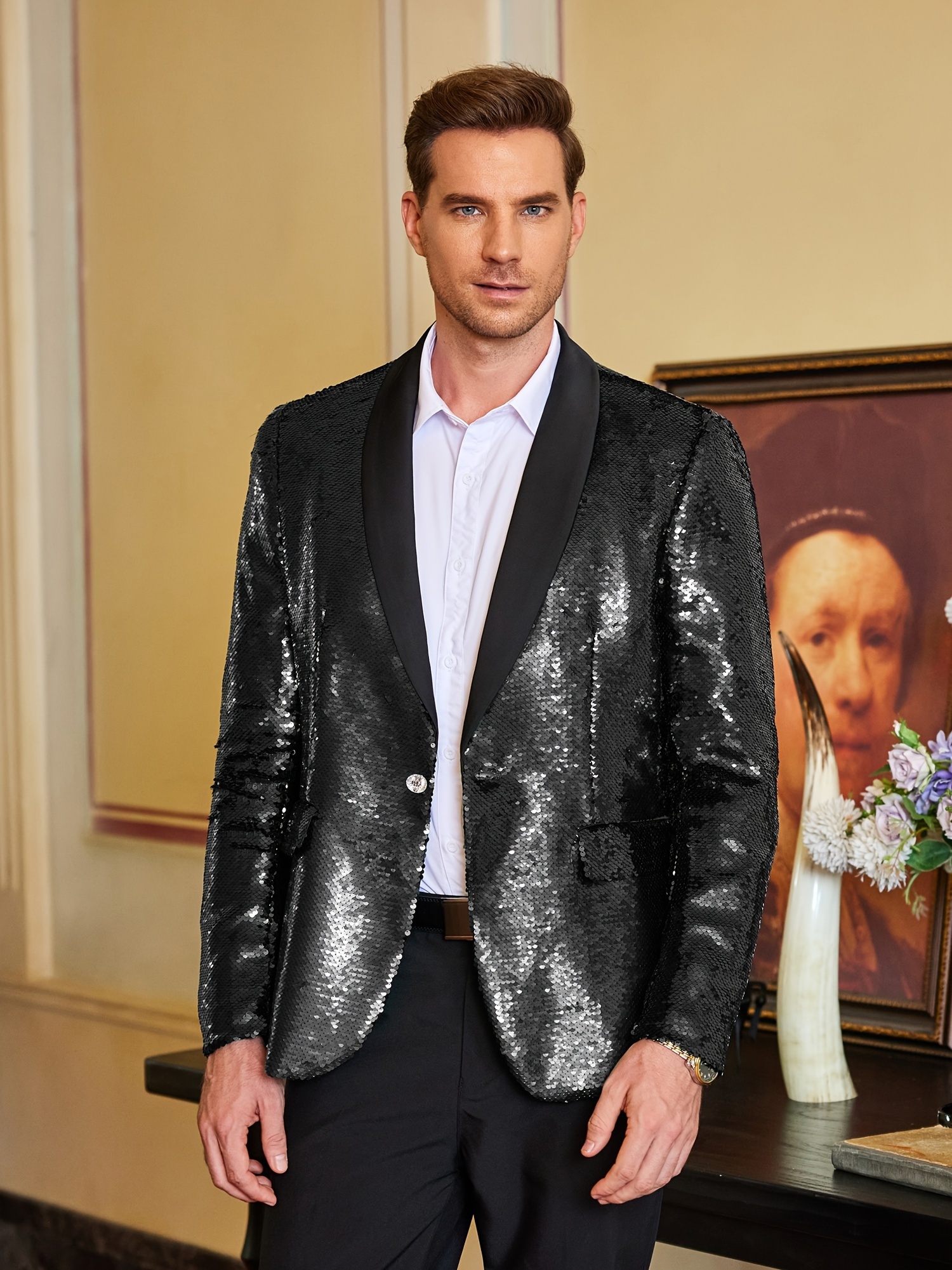 mens suits 2pcs fit bling glitter tuxedo for homecoming outfit
