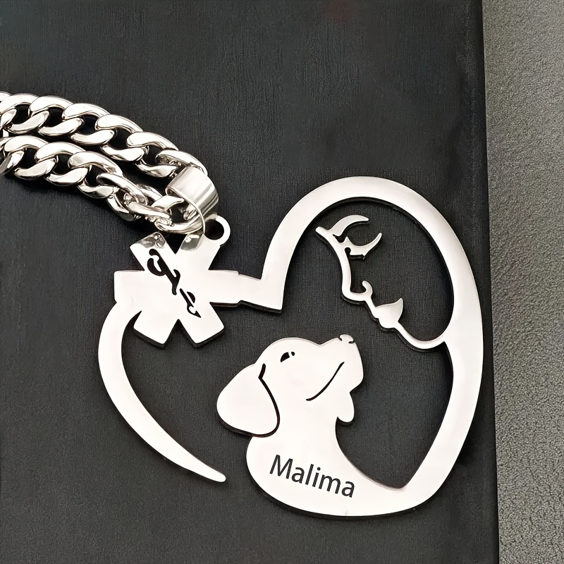 Custom Exquisite Heart Dog Name Necklace for Women
