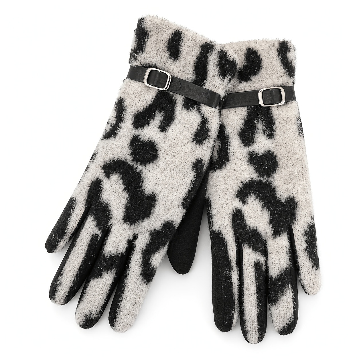 TEMU 1 Pair Of Leopard Print Short Elegant Women's Vintage Style Thermal Gloves, Touchscreen Compatible For Outdoor Cycling, Outdoor Riding, Skiing,
