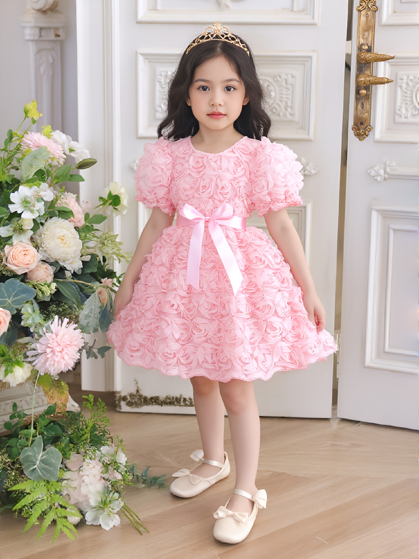 open lace back dress Dusty Rose Calf Length Wedding Guest Dress Cocktail Party Dress main image 1