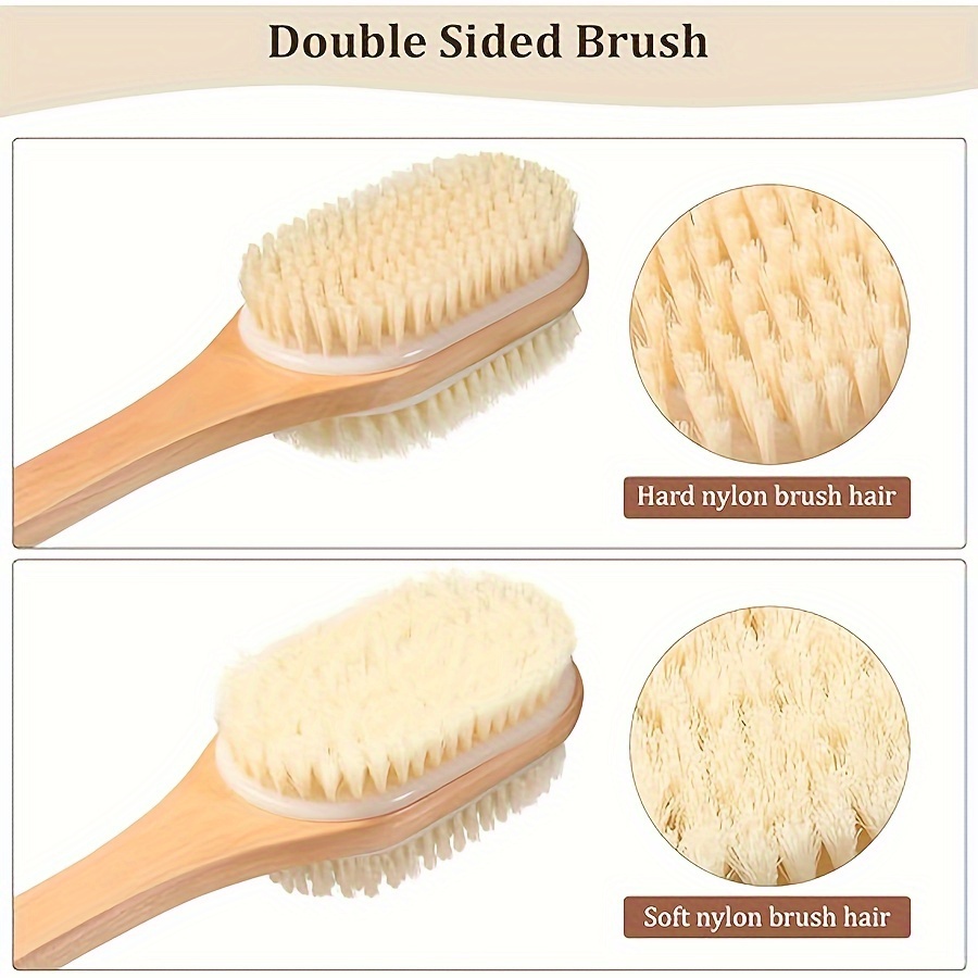 back scrubber body brush wet and dry use body brushes for shower back   brush exfoliating brush with 17in long handle Product details 5