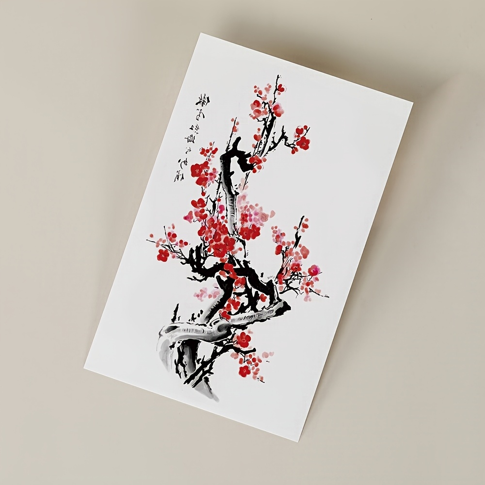 Aesthetic Ink Wash Pattern Holiday Gift Temporary Tattoo Sticker - Large Arm, Chest, Abdomen, Back, Leg Body Waterproof Tattoo Sticker (1 Sheet)