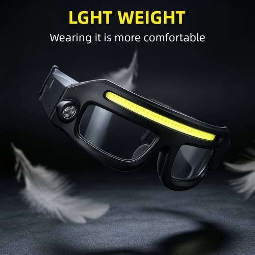 item picture multifunctional eyeglass style headlamp stylish protective goggles ultra lightweight portable motion sensor headlamp rechargeable suitable for night running camping cycling motorcycle garage maintenance and other lighting needs