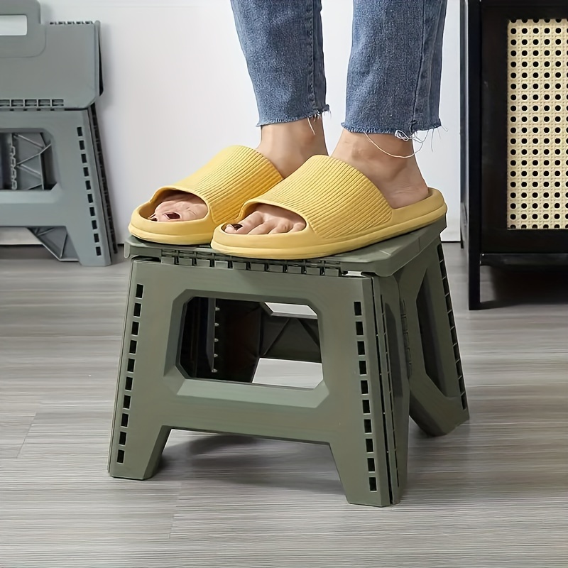 Heavy-Duty Thickened Portable Folding Stool with Handle - 1 Pack Square Plastic Collapsible Stool for Indoor, Gatherings, Picnic, Fishing | Durable PP, Adult-Supporting up to 330lbs, No Electricity or Batteries Needed