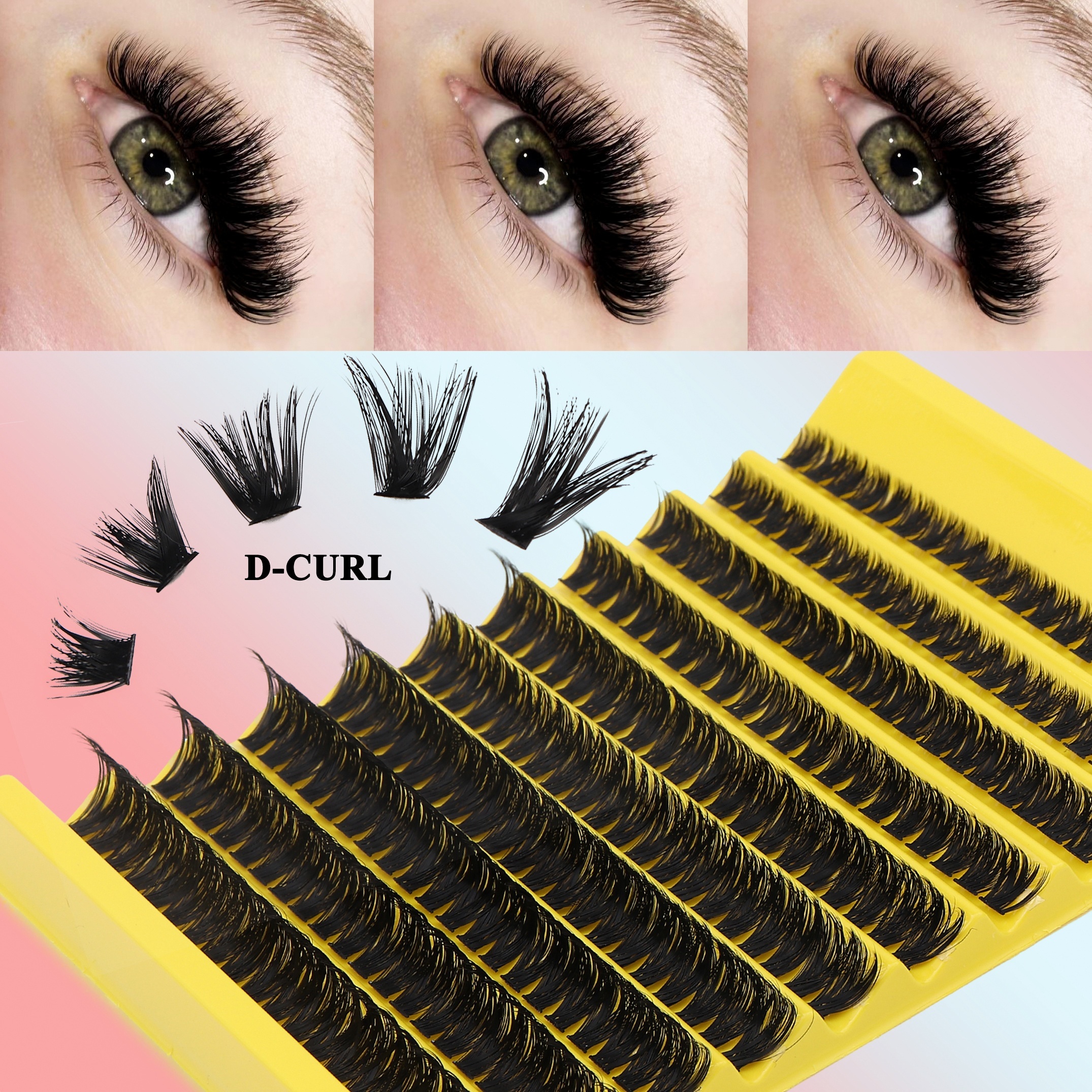 

200-piece 10-rows 3d Russian Volume Dd Mixed Lengths (10-18mm) D 0.05mm Thick Individual Cluster False Lash Extensions - Natural & Dramatic Extra Thick Style, Beginner Friendly & Reusable Eyelashes