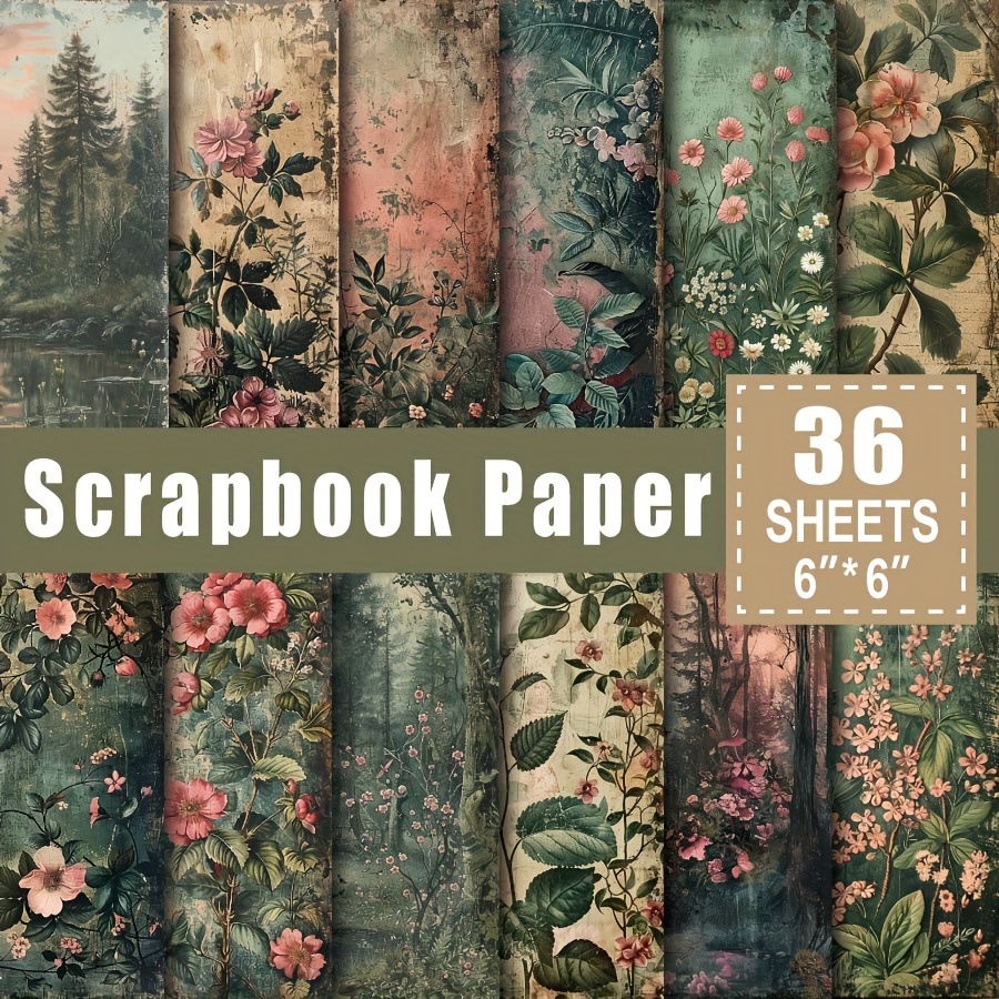 

eco-chic" Floral Forest Scrapbook Paper Pad - 36 Sheets, 6x6 Inch, Artistic Craft Cardstock For Diy Projects & Decorative Backgrounds