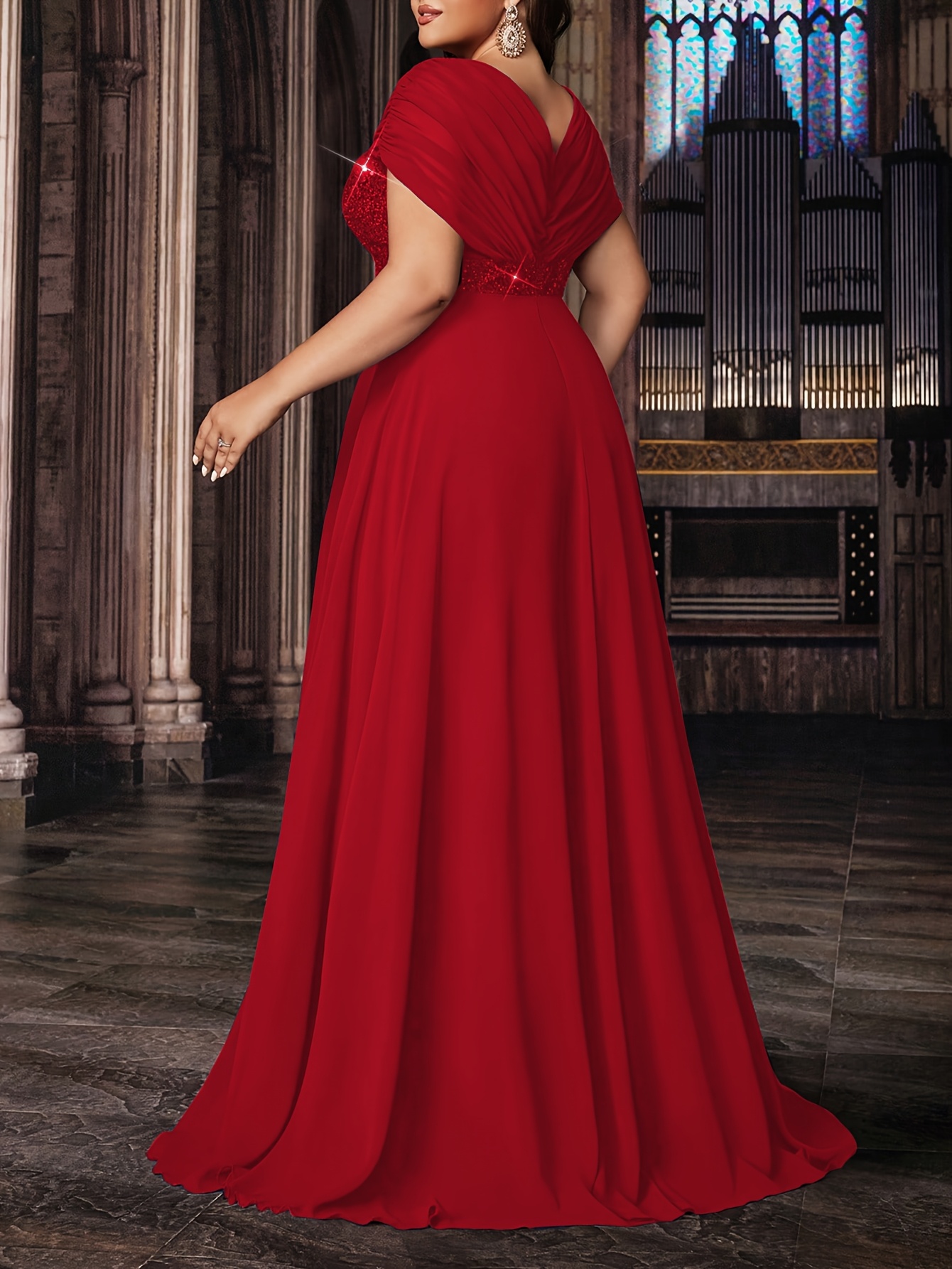 white christmas dresses Dressime Plus Size Halter V Neck Chiffon Short Bridesmaid Dress – dressime main image 1