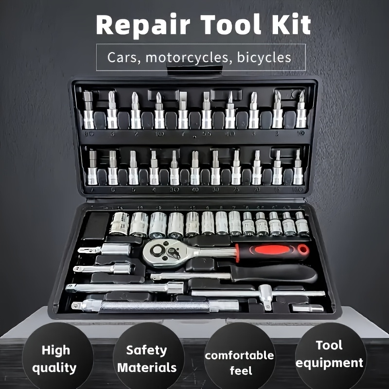 Newly Technicians, 43pcs Tool Kit, Automotive Repair Wrench Set, -level Socket Set With Ratchet Wrench Tool Kit, Durable Sockets And Extension Bars – Reinforced Storage Case For Car And Home Repairs