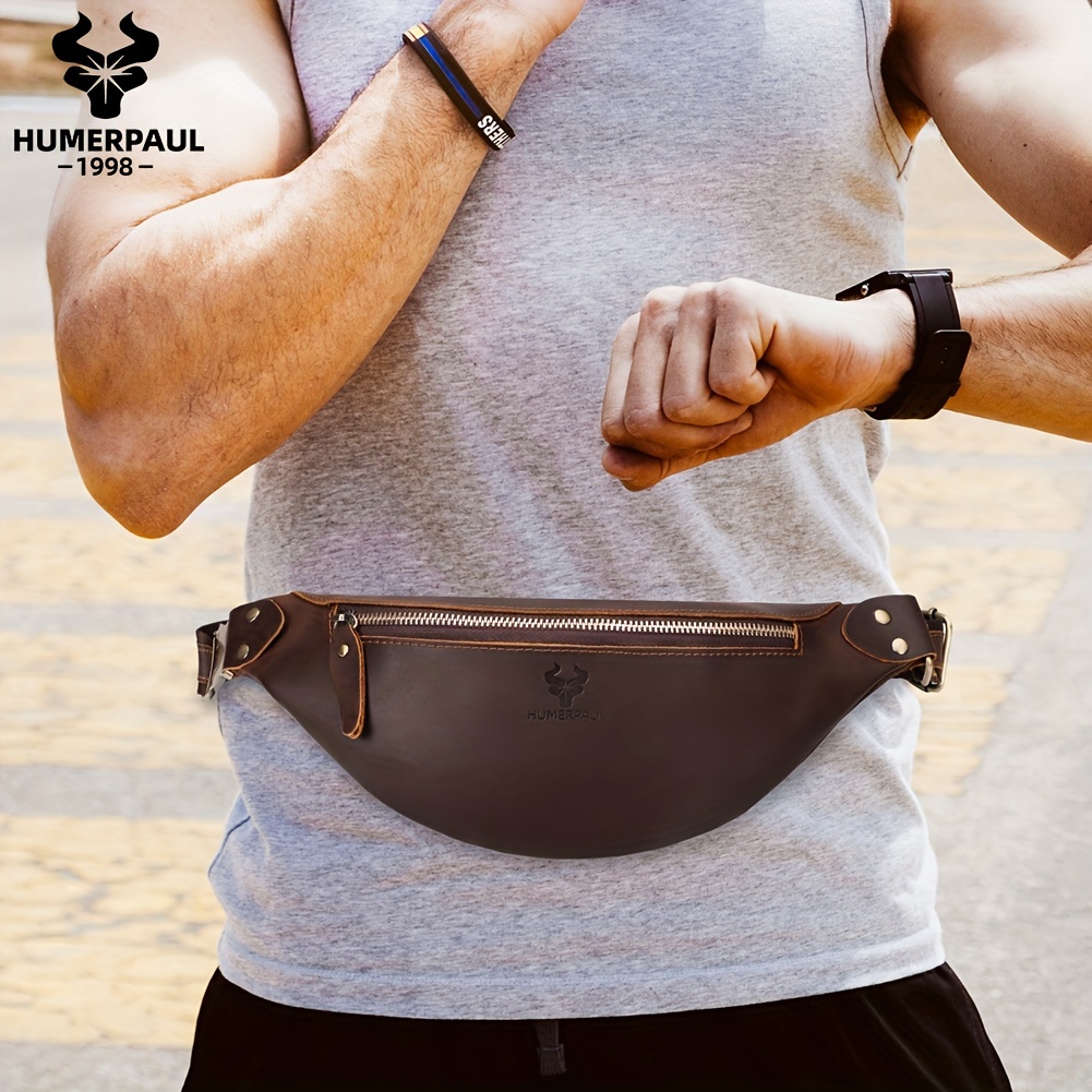 HUMERPAUL Vintage Style Genuine Leather Waist Bag