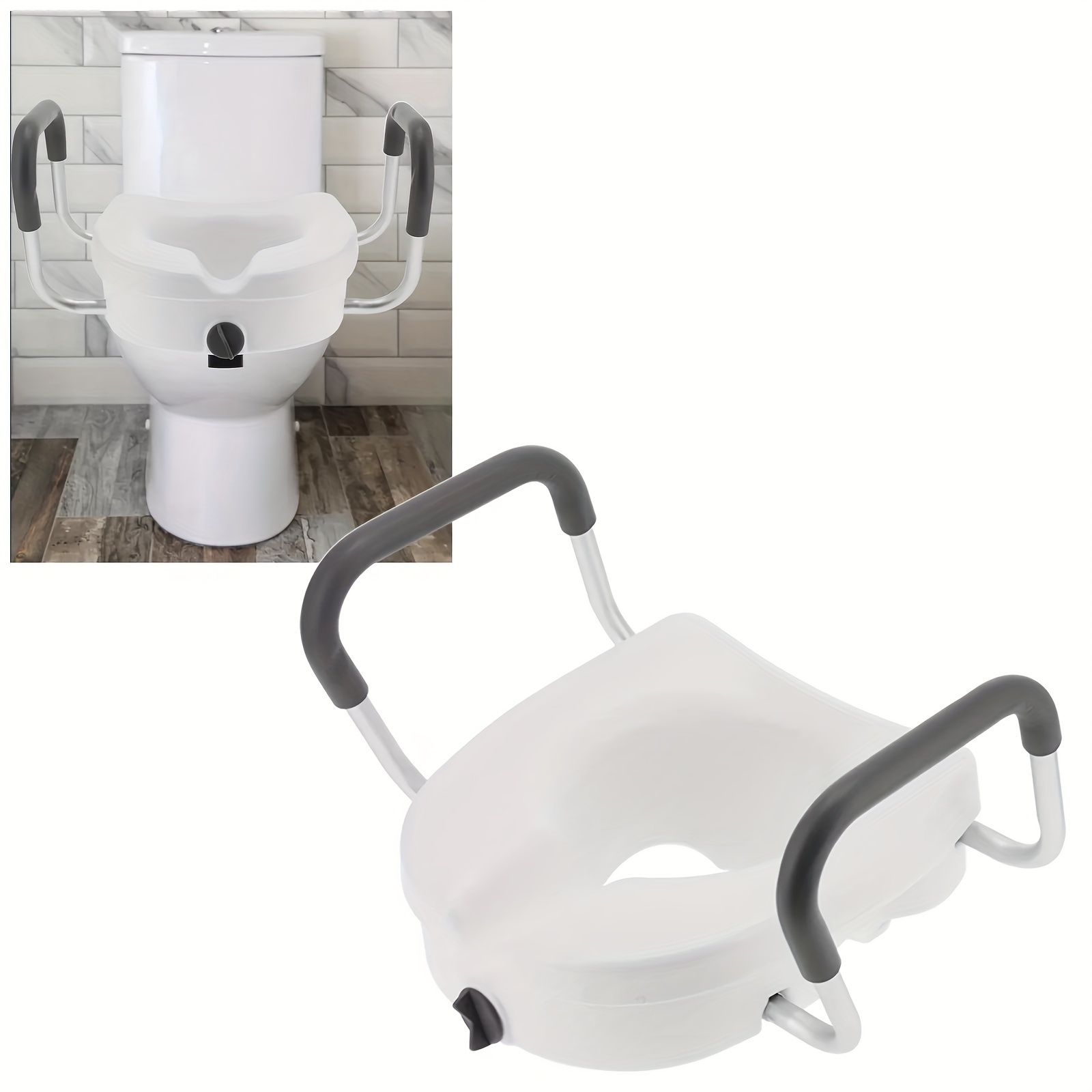 

Raised Toilet Seat With Nonslip Adjustable Armrest Bathroom Supplies For Seniors Pregnant Women