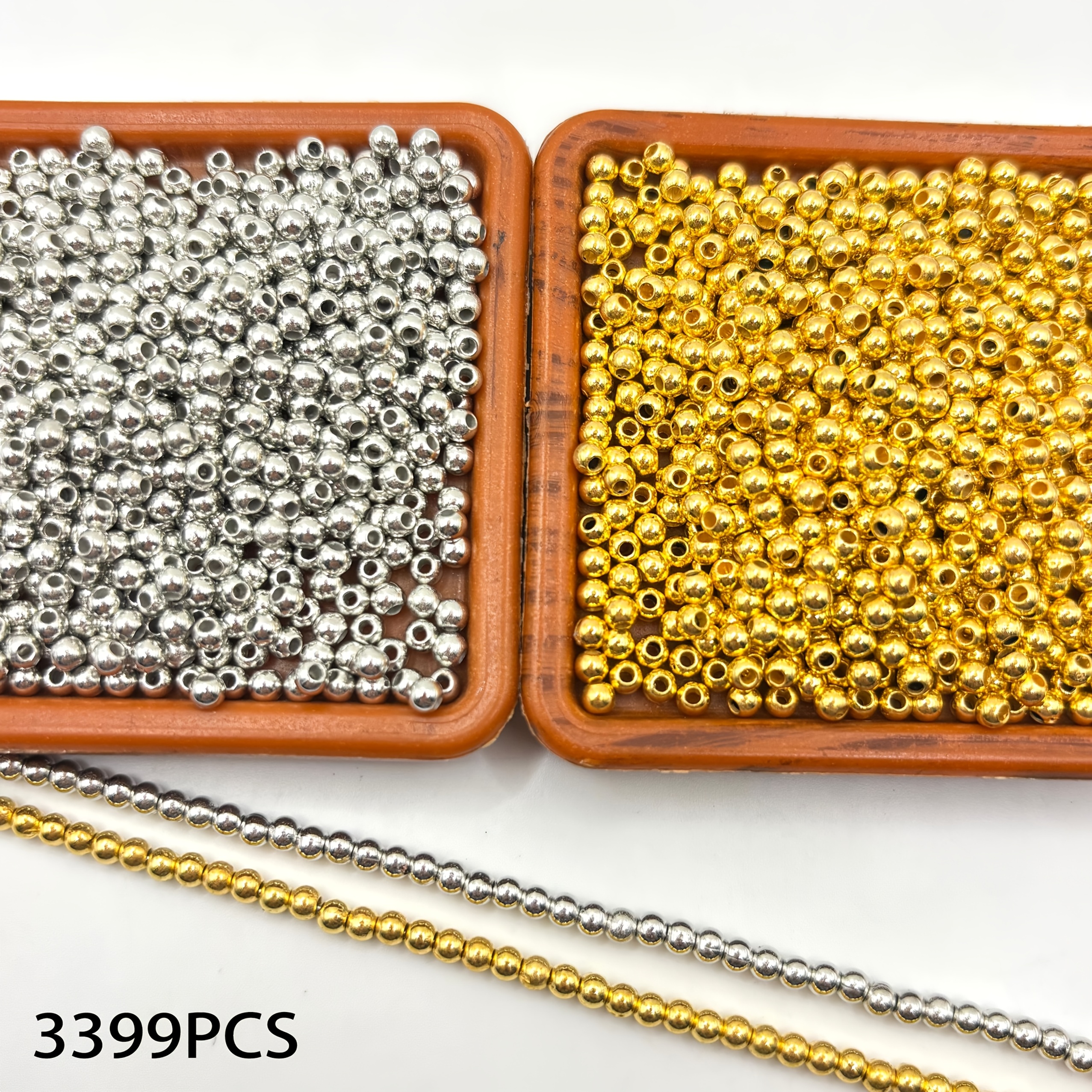 Image of 3399 3mm Golden Silvery Seed Beads Decorative Beads Perfect For Jewelry Making, Bracelets, Earrings, Necklaces And Crafts, High Quality Mini Beads For Halloween Gifts