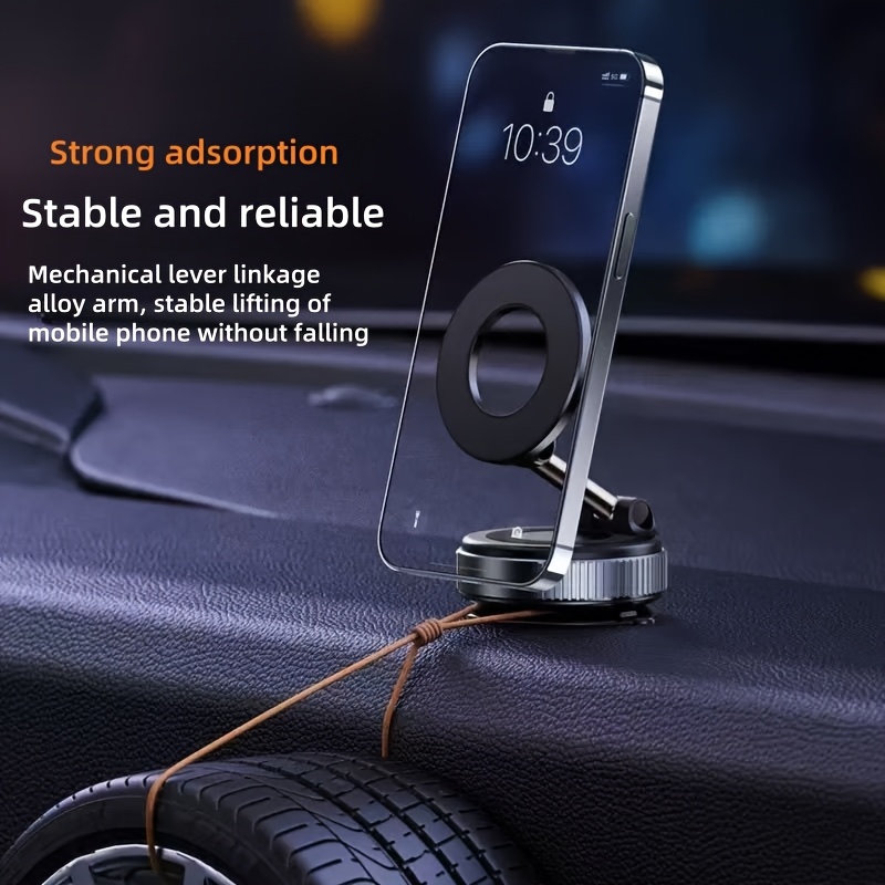 super strong n52 magnetic phone holder   aluminum alloy 360 rotatable and foldable design with vacuum suction cup   car dashboard bathroom tiles and glass   Product details 5