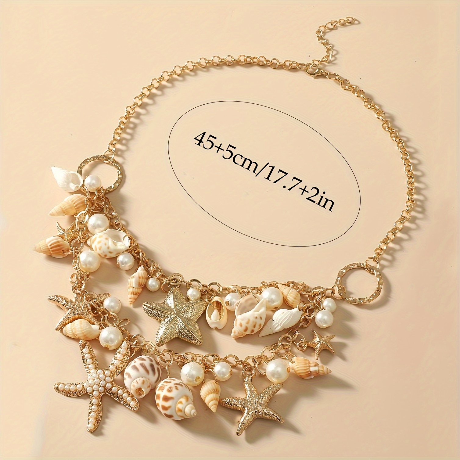 Boho Vacation Shell Starfish Necklace Ocean Style Jewelry