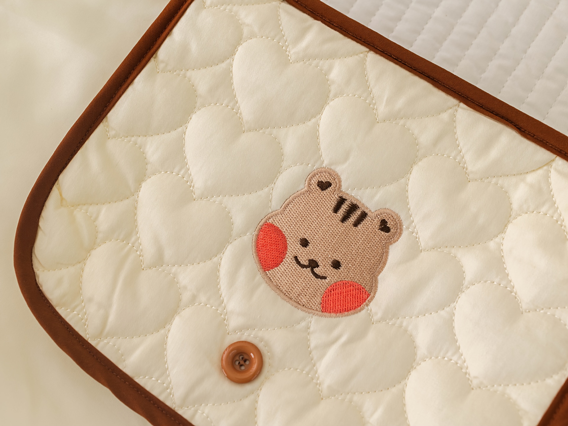 cute beige embroidered animal diaper changing pad for     details 5