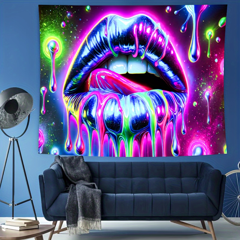 

Neon , Uv-reactive Tapestry - , -the-dark Polyester Wall Decor For Bedroom, Party, Game Room & Living Room - 59x79 Inches