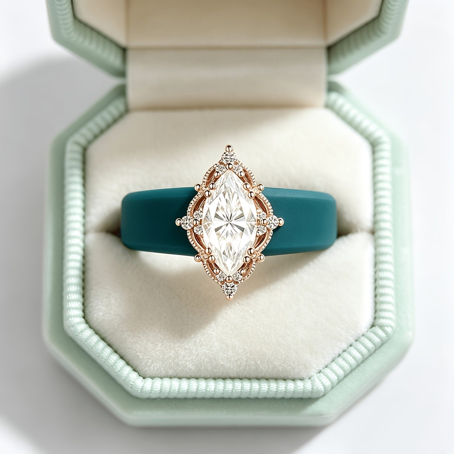 14K Gold-Plated Blue Silicone Ring, Elegant Couple's Vow Ring